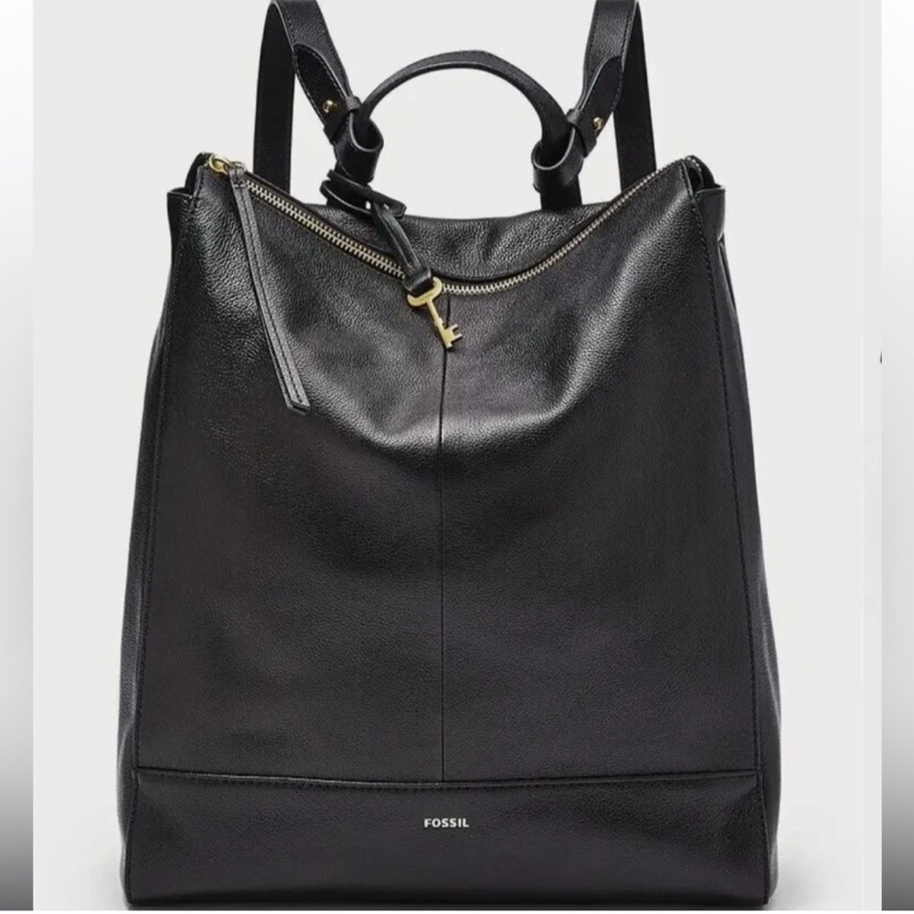 Fossil Black Leather Tote Bag - Picture 3 of 12